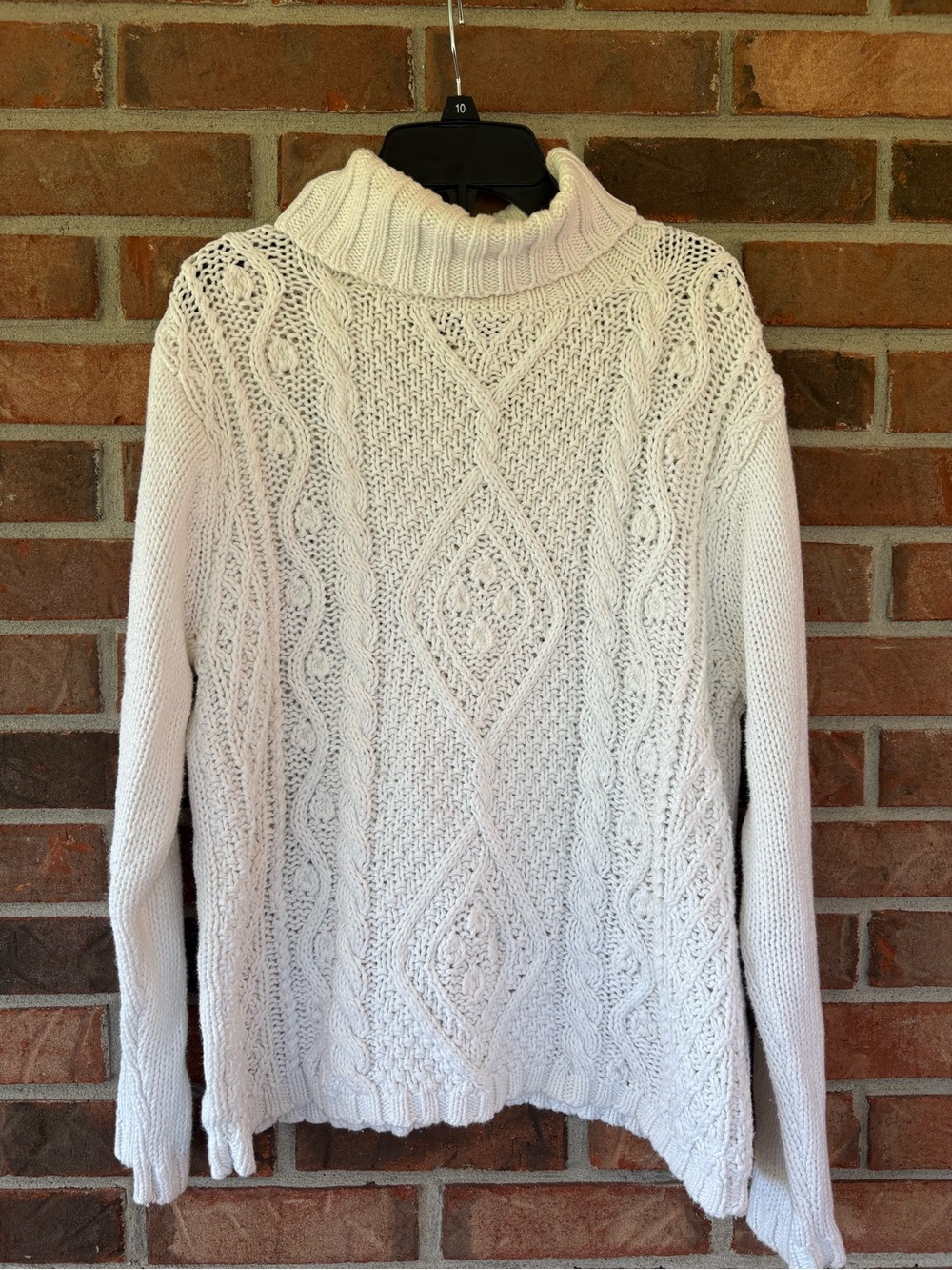 Carolyn Taylor Chunky Cable Knit Turtleneck Sweater - White